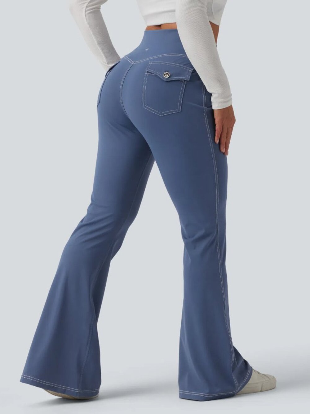 Halara XS Mid Rise Crossover Super Flare Casual Leggings w/Pockets 50%off Retail